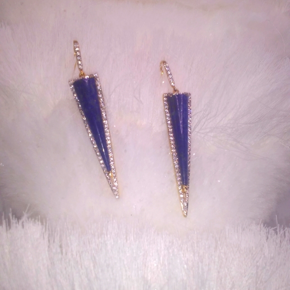 Rarities Carol Brodie Jewelry - Lapis and White Zircon Dangle Earrings Rarities Carol Brodie